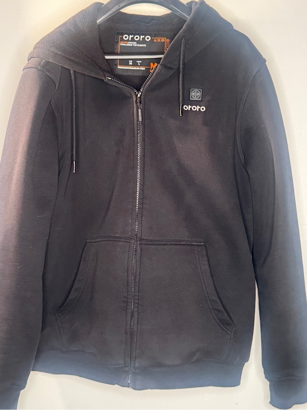 ororo Black Full-Zip Hoodie with Logo